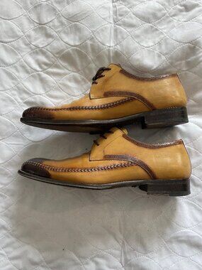 Mezlan Museum Patina Cognac Brown Leather Dress Shoes Men’s 9M